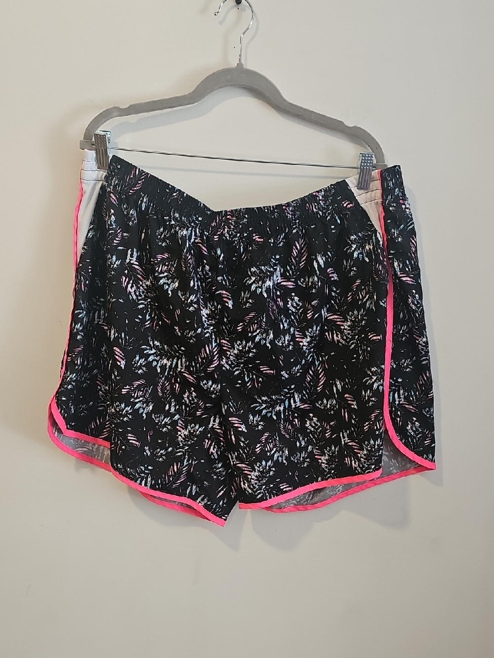 Zone Pro Black Floral Athletic Shorts with Pink Trim
